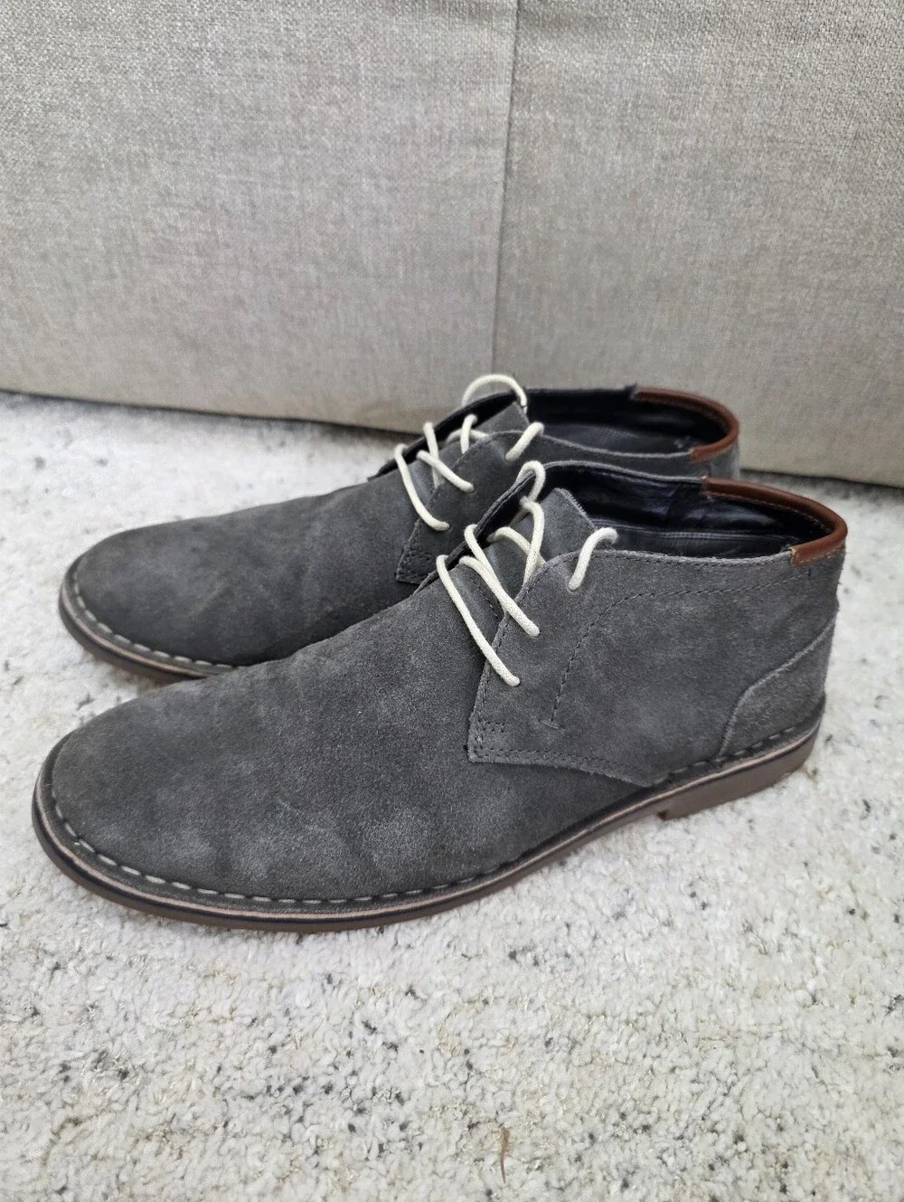 Men's Real Leather Gray Boots 10